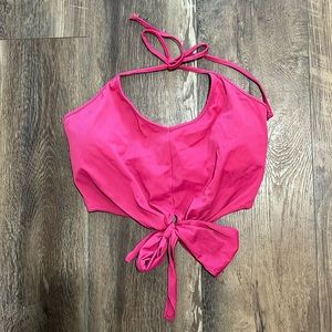 Kortni Jeane Tied-Up Top- Ribbed Magenta